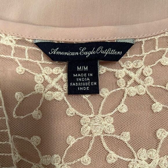 American Eagle Outfitters Pink Lace Front Sheer Tank - Picture 8 of 9